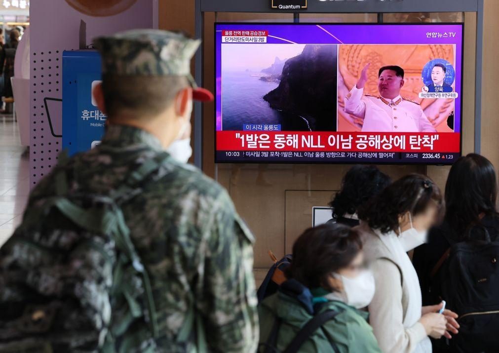 Coreia do Sul lança alerta em ilha depois de dísparos de mísseis da Coreia do Norte