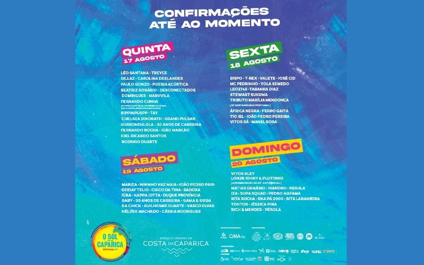 O Sol da Caparica: Iza, Grand Pulsar, Kussondulola, Fernando Rocha, Joel Ricardo Santos confirmados