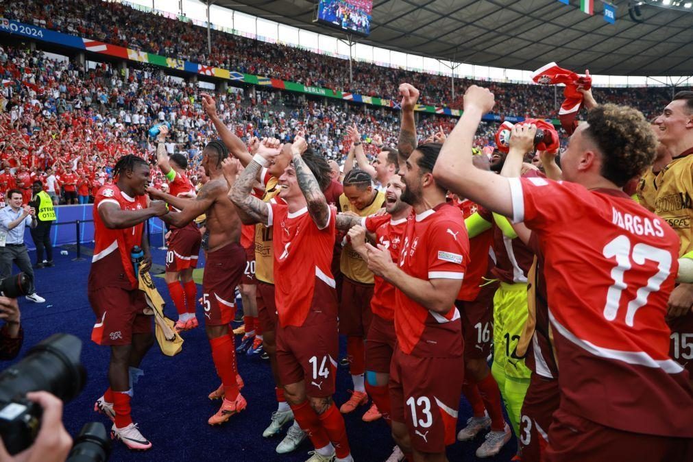 Suíça elimina campeã em título Itália na primeiro jogo dos 'oitavos' do Euro2024