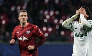 Sporting soma terceira derrota seguida na 'Champions' na visita ao Leipzig