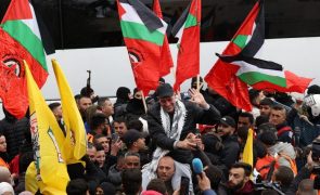 Dezenas de palestinianos libertados recebidos em delírio