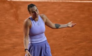 Número um mundial Aryna Sabalenka eliminada nos 'quartos' do torneio de ténis de Roma