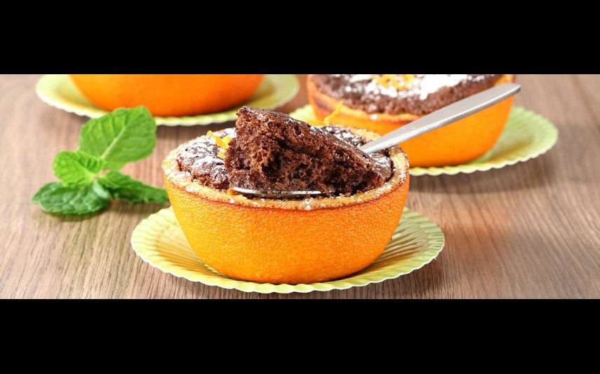 Bolo-mousse de chocolate e laranja