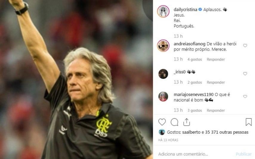 Famosos «aplaudem» Jorge Jesus Veja as mensagens dos famosos: «Jesus. Rei. Português»