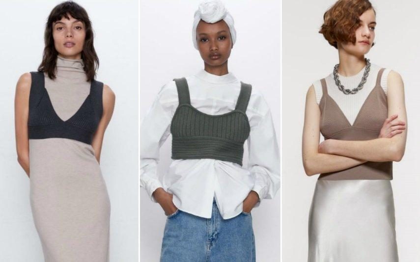 Tops curtos A moda é usá-los por cima e não por baixo da roupa