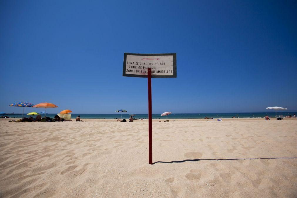 Praias com lotação de banhistas e distância mínima entre sombras